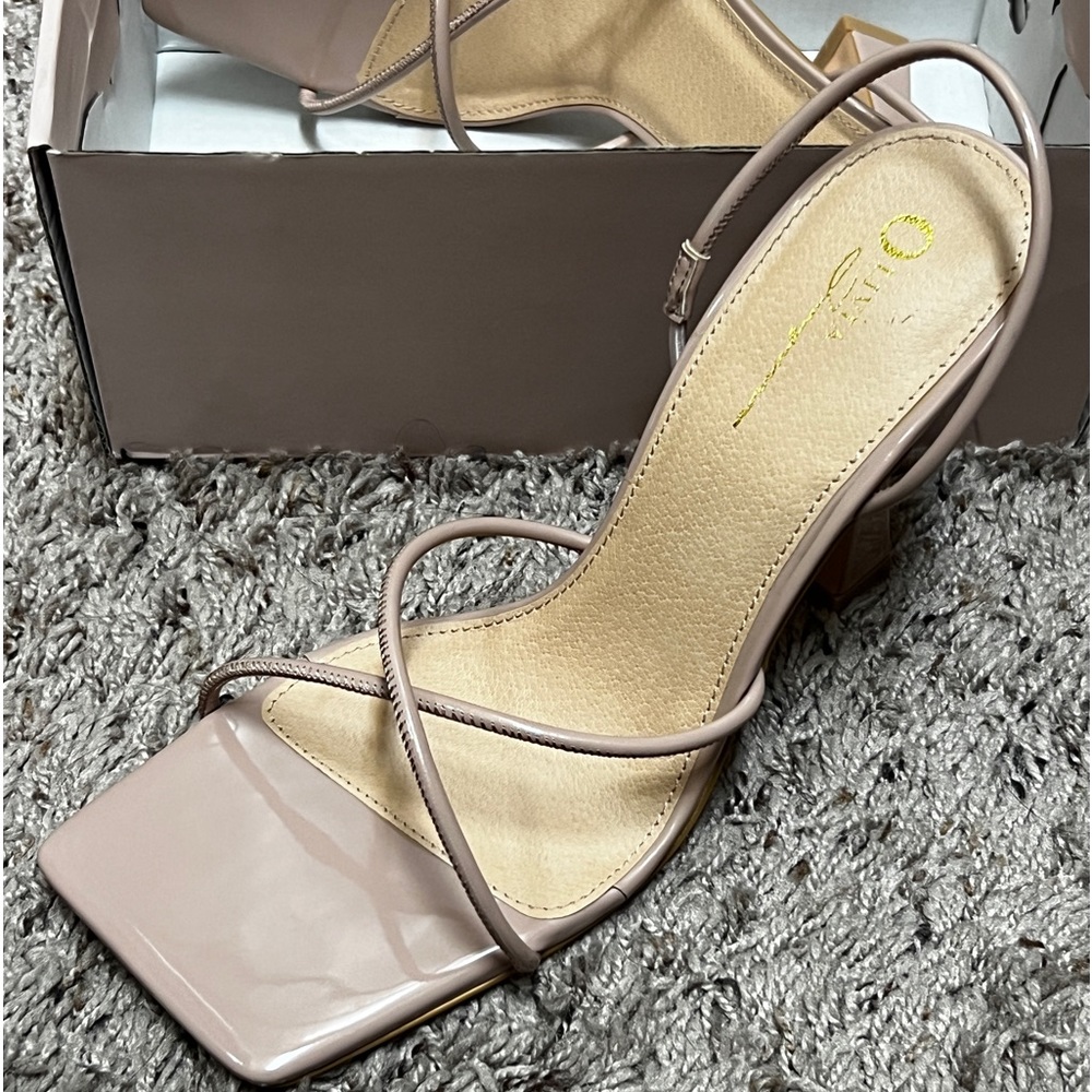 Olivia Ferguson sandal heels. Size 10. Heel height ~4.5inches. Color tan